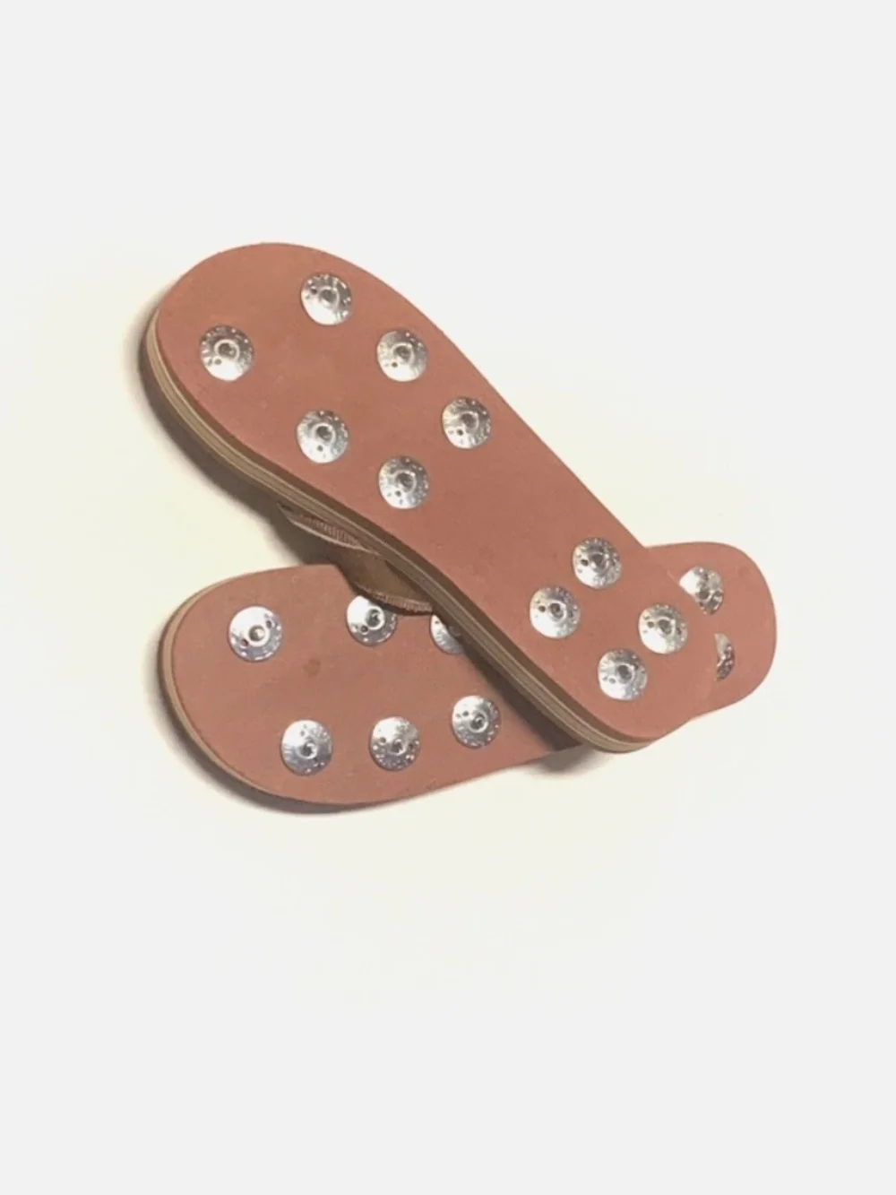 Laid Back Brown Mens Golf Cleats Thong Woven Straps Spikes Metal SZ 10-11M